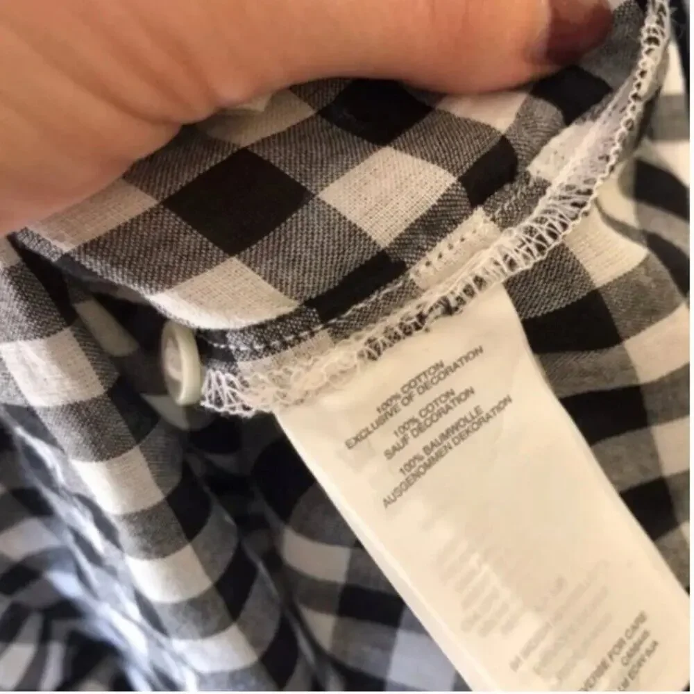 J. Crew Gingham Embroidered Bell Sleeve Popover